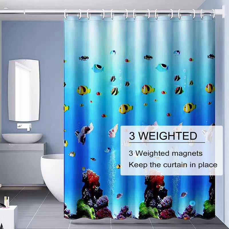 TIKABC Shower Curtain Liner, 4G PEVA Shower Liner, Plastic Waterproof Shower Curtains, 72x72 inch with Grommet Holes 3 Magnetic Weights - Image 4